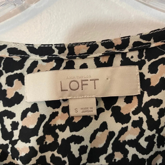 LOFT blouse top shirt cheetah print animal black pink women’s size Small - Picture 6 of 8